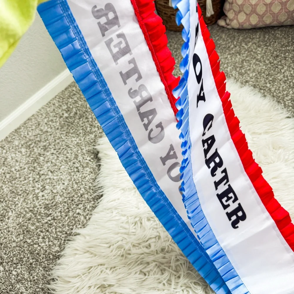 Cowboy Carter Red White & Blue Ruffled Rodeo Sash - Picture 4 of 5